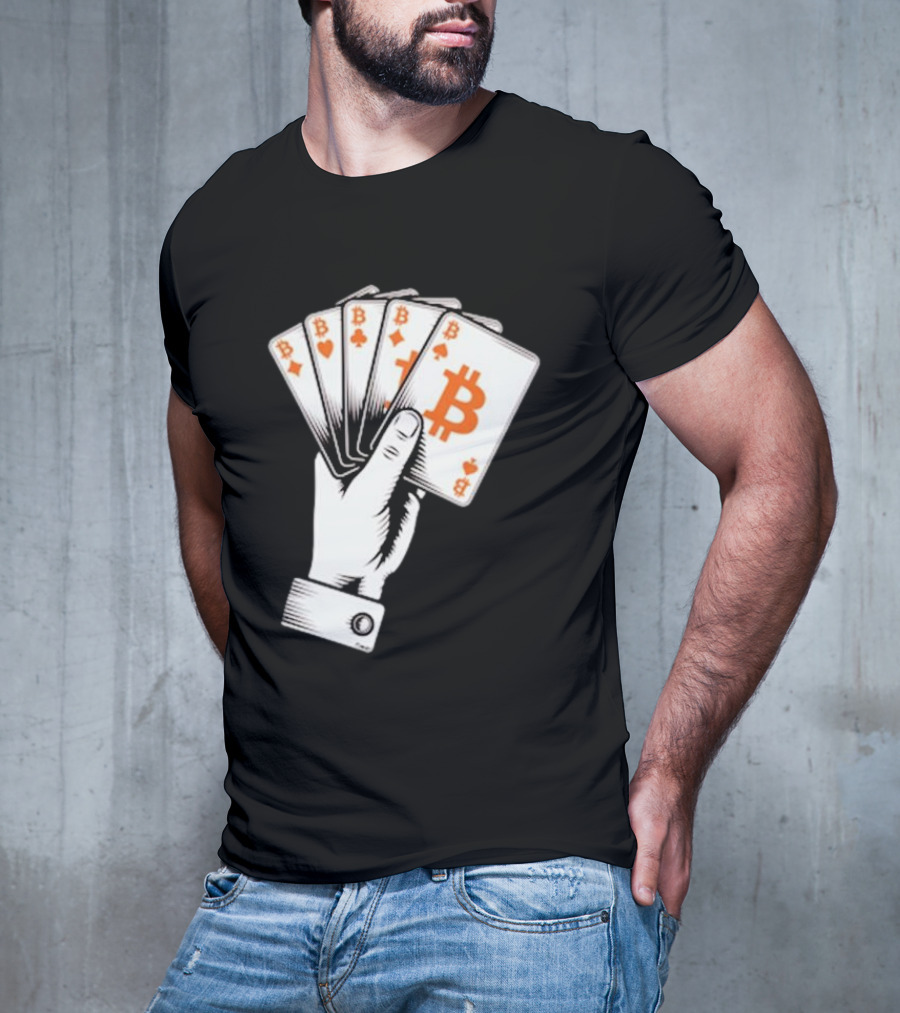 Bitcoin Royal Flush Playing Cards T-Shirt