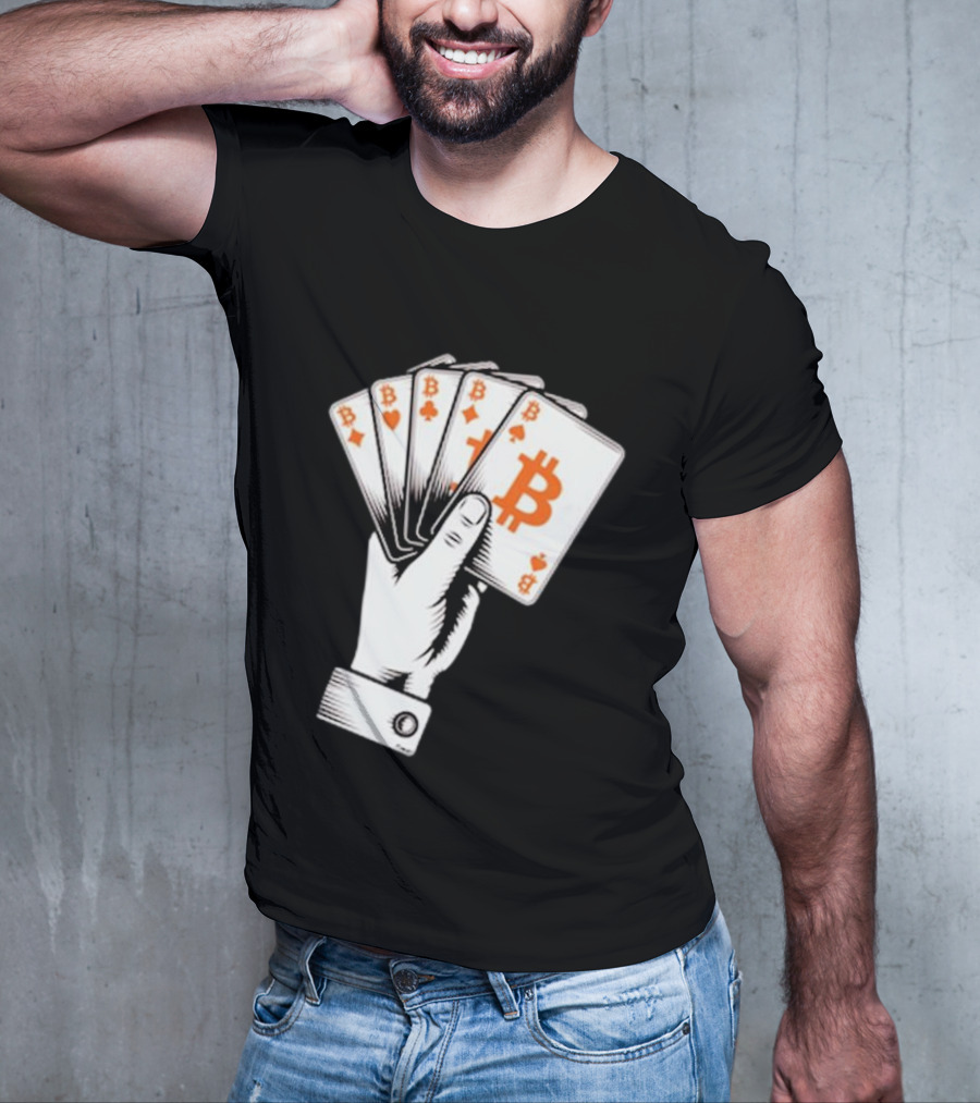 Bitcoin Royal Flush Playing Cards T-Shirt