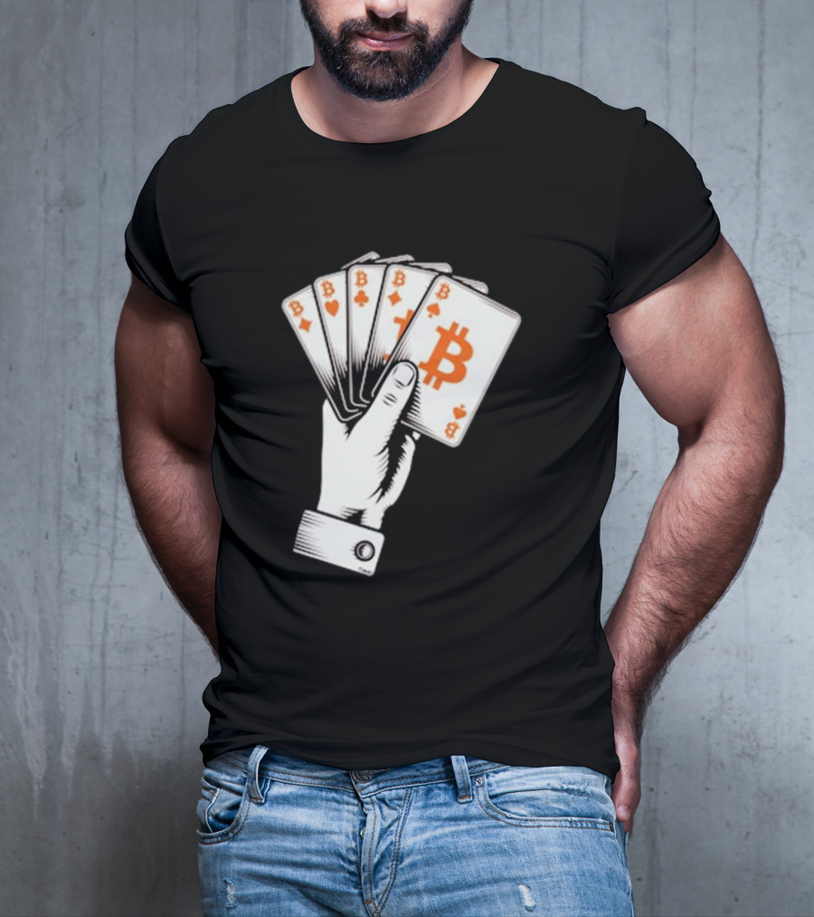 Bitcoin Royal Flush Playing Cards T-Shirt