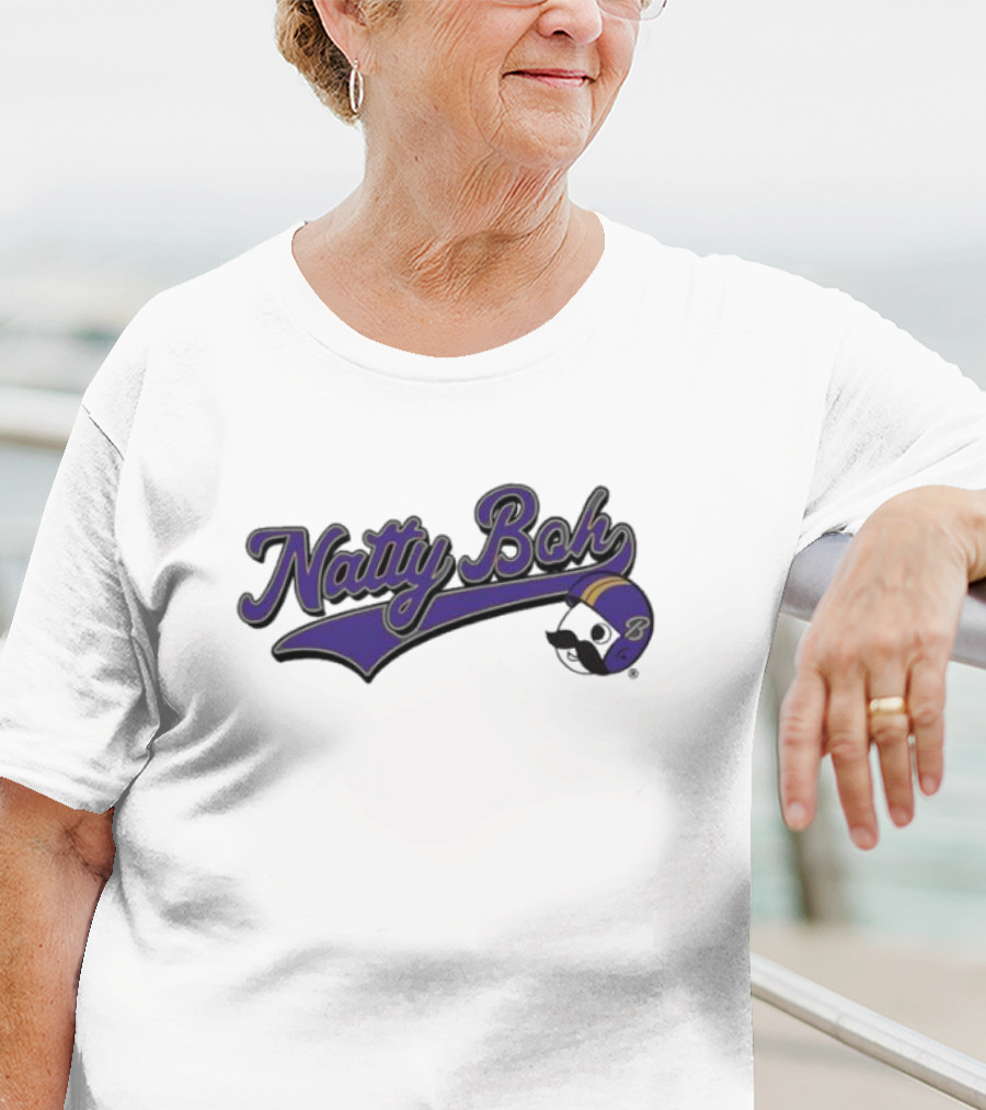 Natty Boh Purple Script With Football Helmet T-Shirt