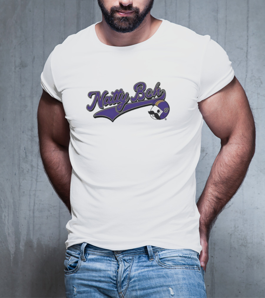 Natty Boh Purple Script With Football Helmet T-Shirt