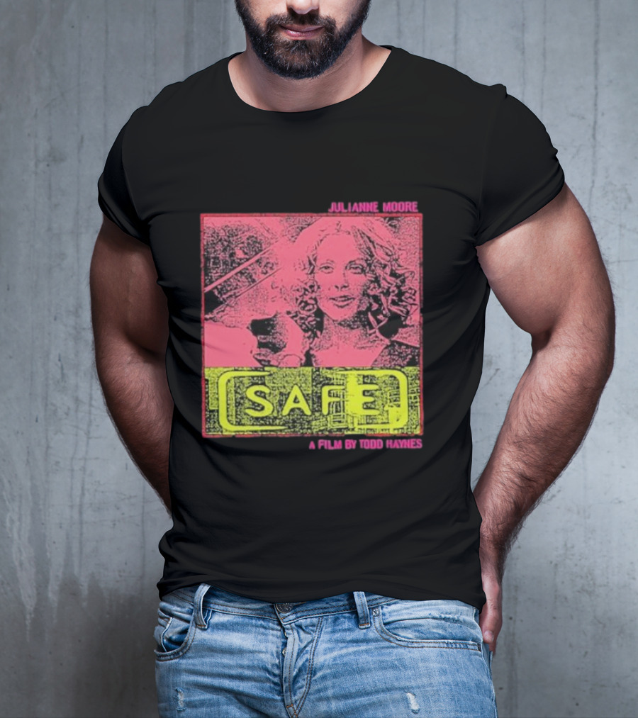 Julianne Moore Safe A Film By Todd Haynes Vintage Pink And Yellow Movie T-Shirt