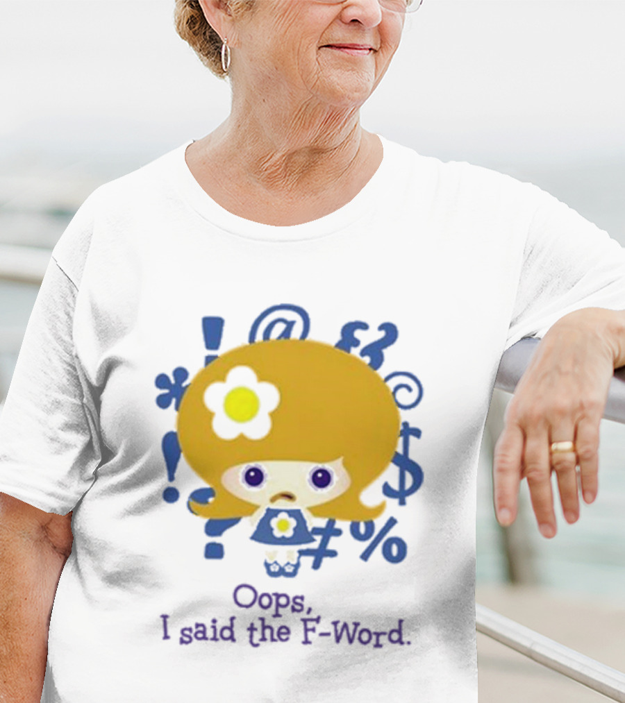 Oops I Said The F-Word Cute Character Blue Symbols T-Shirt