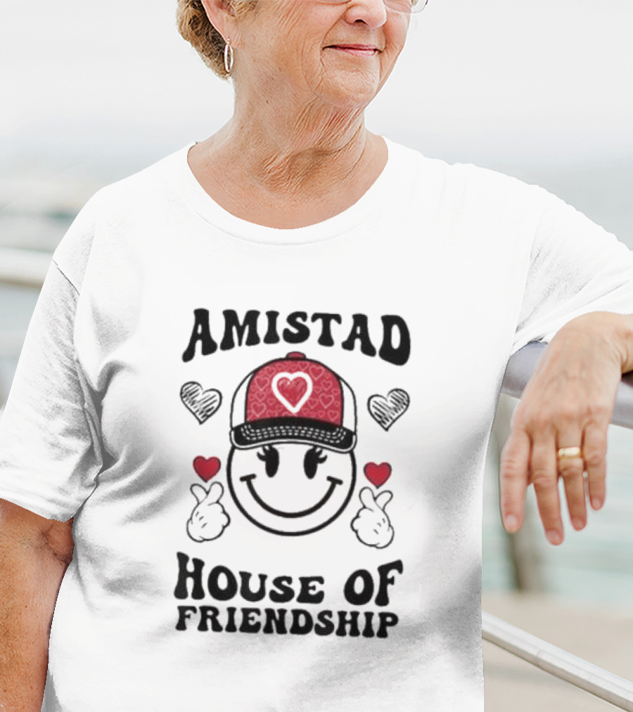Amistad House Of Friendship Smiley Face Heart Cap Kids Spirit T-Shirt