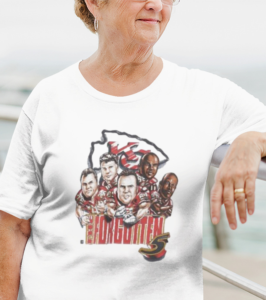 1995 Vintage NFL The Forgotten 5 Kansas City Chiefs Lineman Chiefs T-Shirt