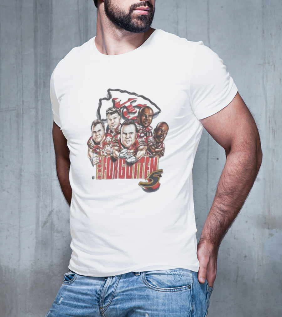 1995 Vintage NFL The Forgotten 5 Kansas City Chiefs Lineman Chiefs T-Shirt