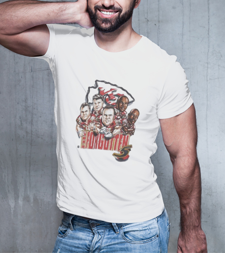 1995 Vintage NFL The Forgotten 5 Kansas City Chiefs Lineman Chiefs T-Shirt