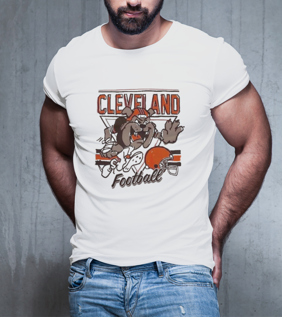 Cleveland Browns Cartoon Dawg With Helmet Football T-Shirt