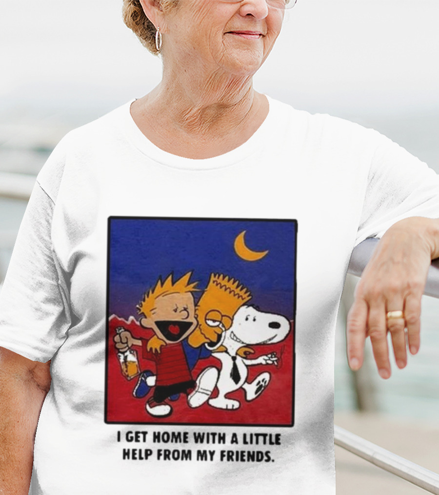Criminal Simpsons Snoopy And Friends Get Home With A Little Help Under Moon T-Shirt