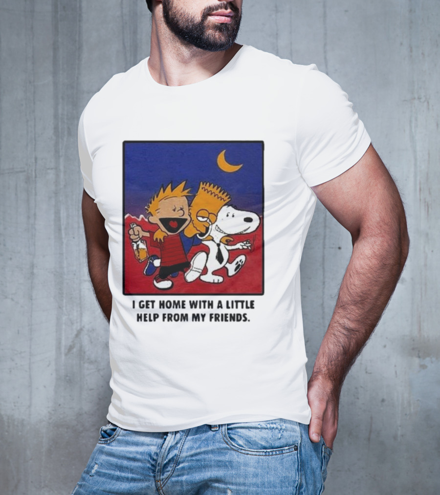 Criminal Simpsons Snoopy And Friends Get Home With A Little Help Under Moon T-Shirt