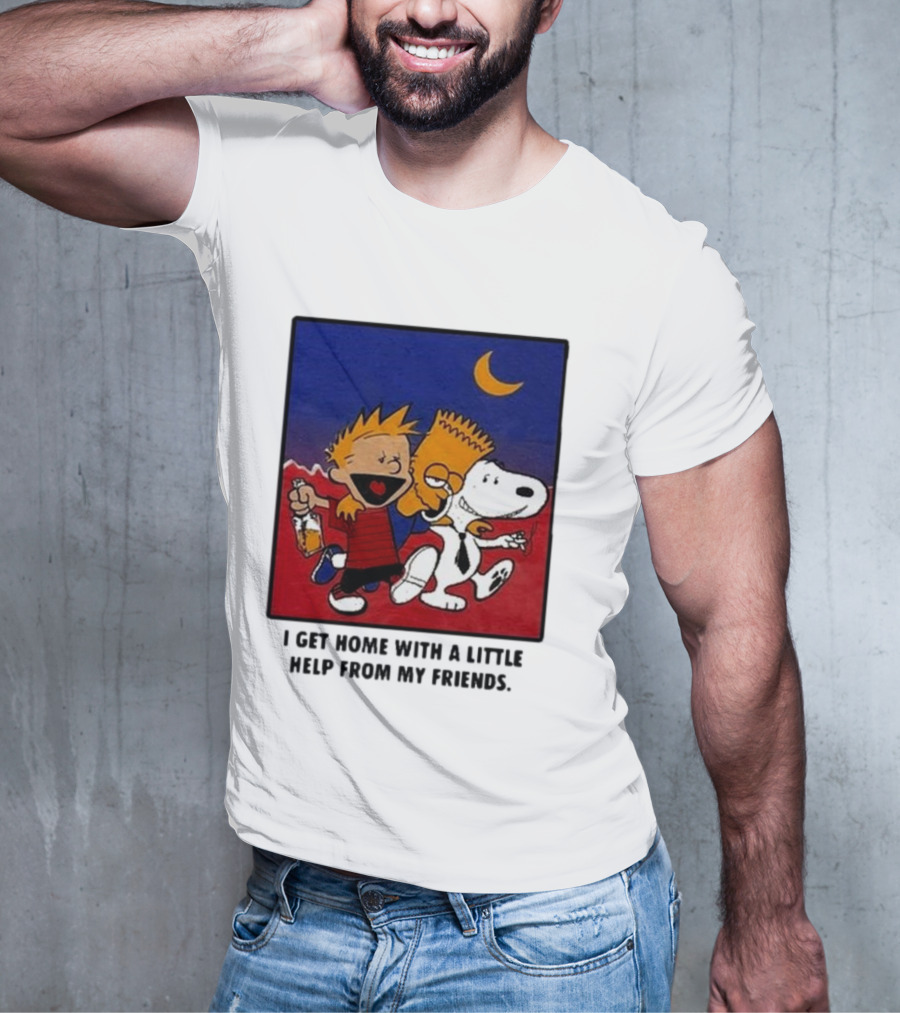 Criminal Simpsons Snoopy And Friends Get Home With A Little Help Under Moon T-Shirt