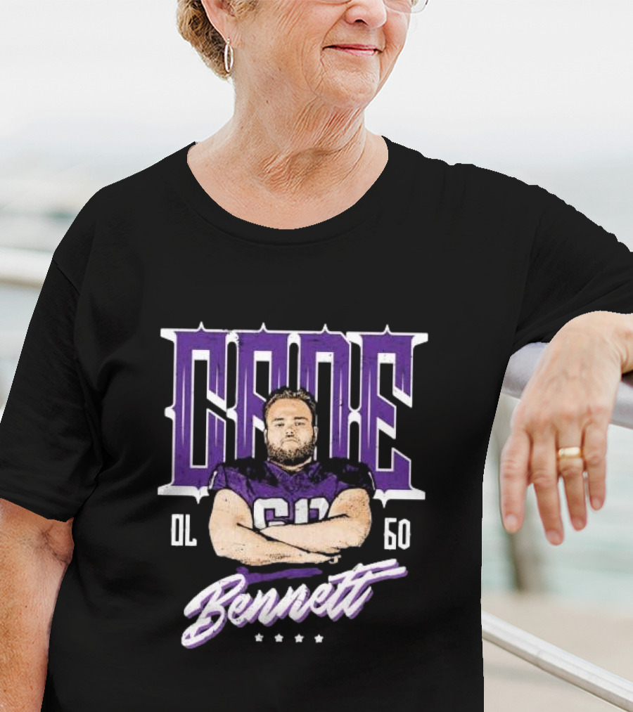 Cade Bennett OL 60 Purple Football Player T-Shirt