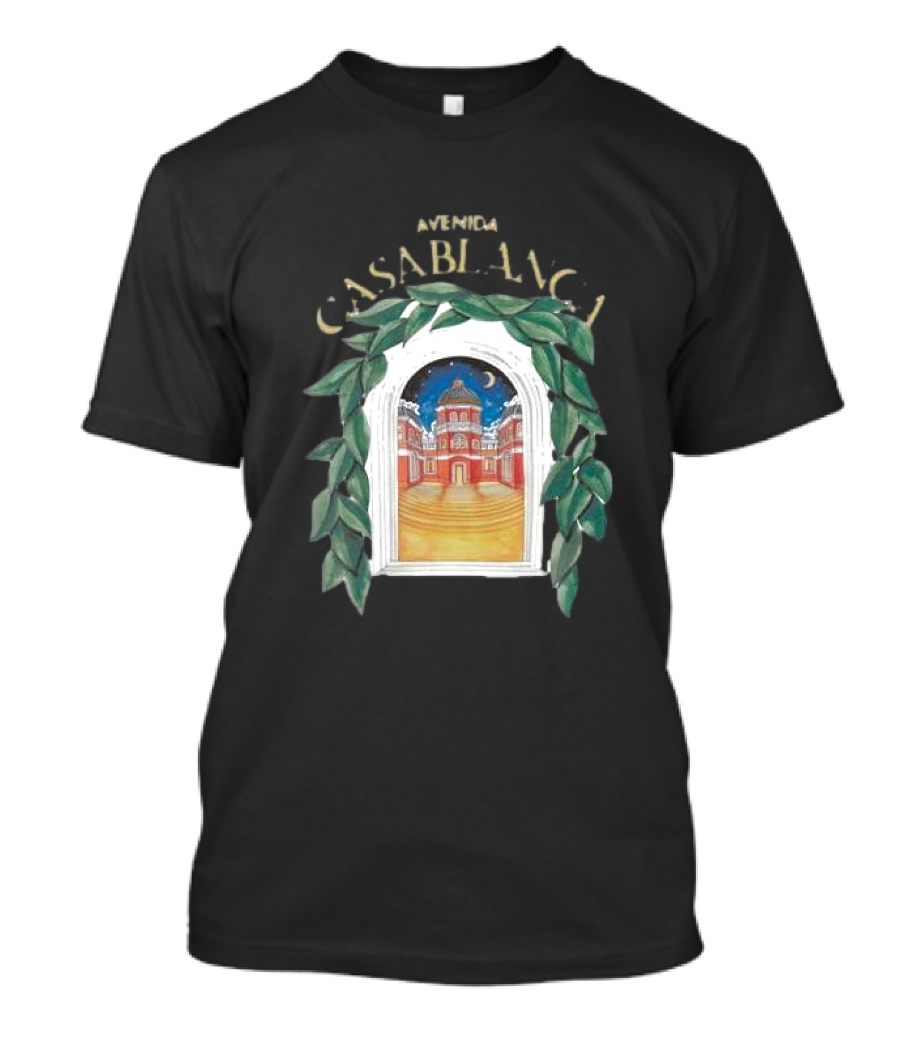 Casablanca Avenida Night Scene With Moonlit Architectural View T-Shirt