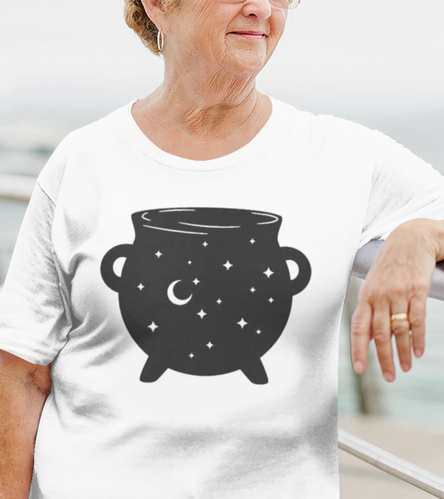 Celestial Cauldron Moon Star Cosmic Mystical Witchy Occult Vintage T-Shirt