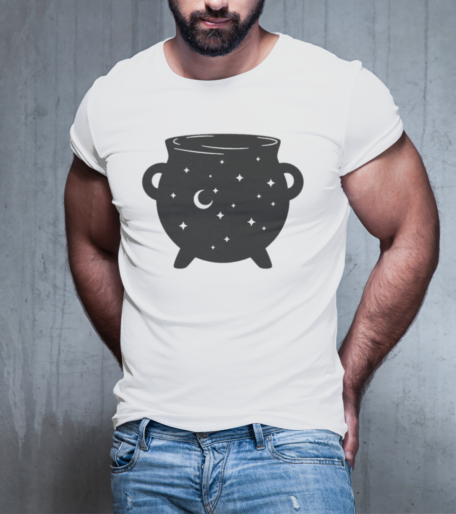 Celestial Cauldron Moon Star Cosmic Mystical Witchy Occult Vintage T-Shirt