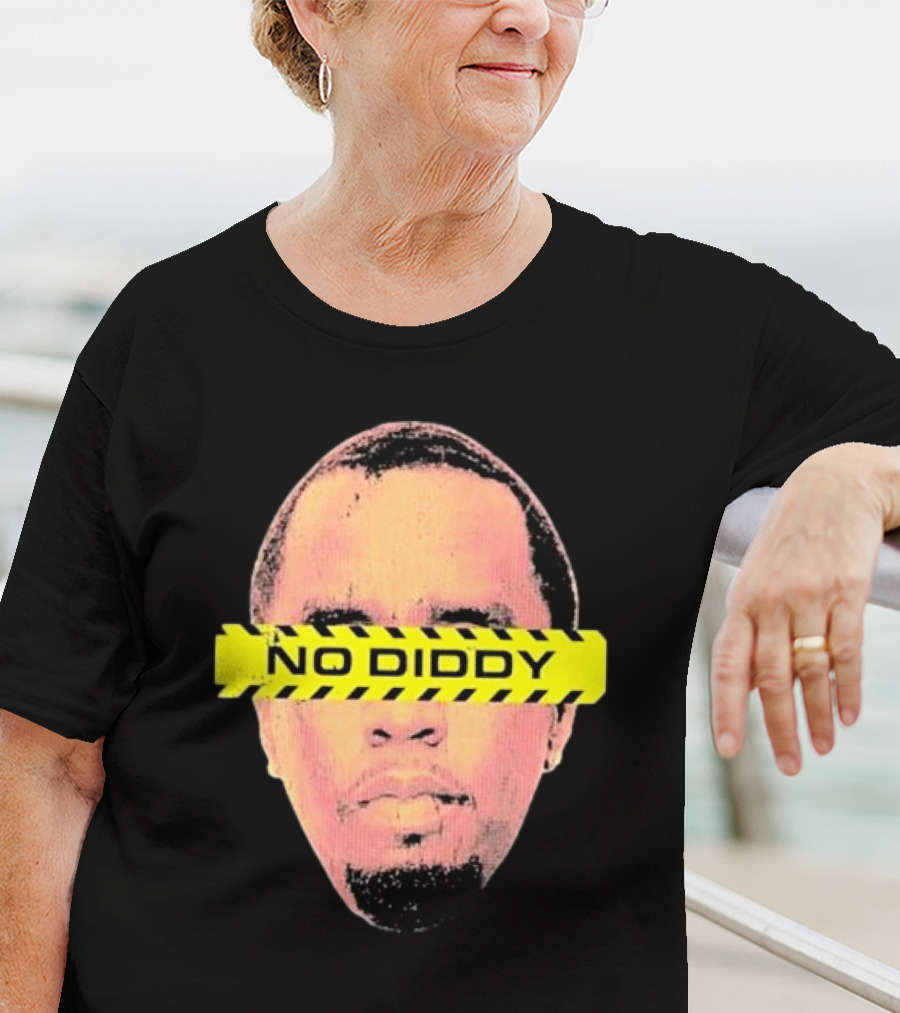 Imtaitianaj Creative Text No Diddy Caution Overlay T-Shirt