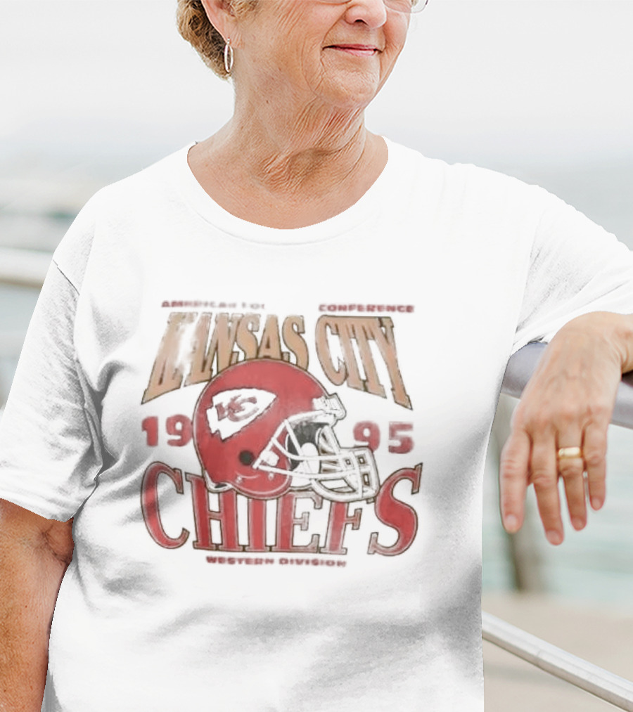 Kansas City Chiefs 1995 American Football Conference Western Division Retro Helmet T-Shirt