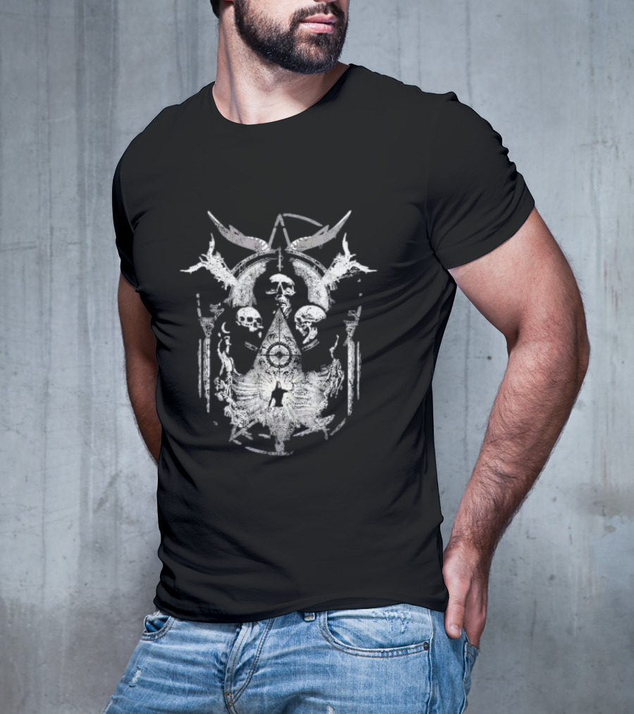 New Rare Gothic Aesthetic Occult Symbolic Design With Skulls And Mystical T-Shirt