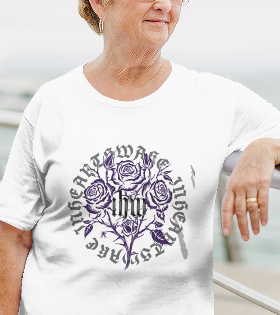 In Hearts Wake Purple Floral Arrangement Typography T-Shirt