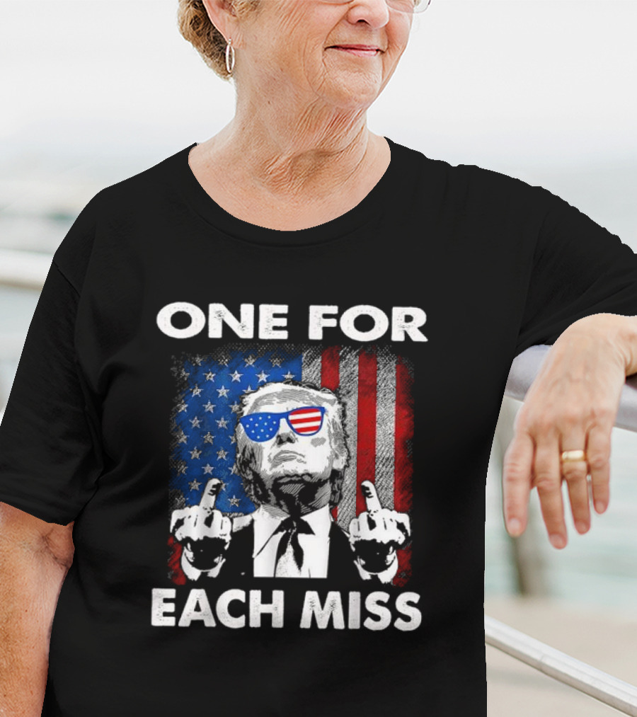 One For Each Miss American Flag Sunglasses Middle Finger T-Shirt