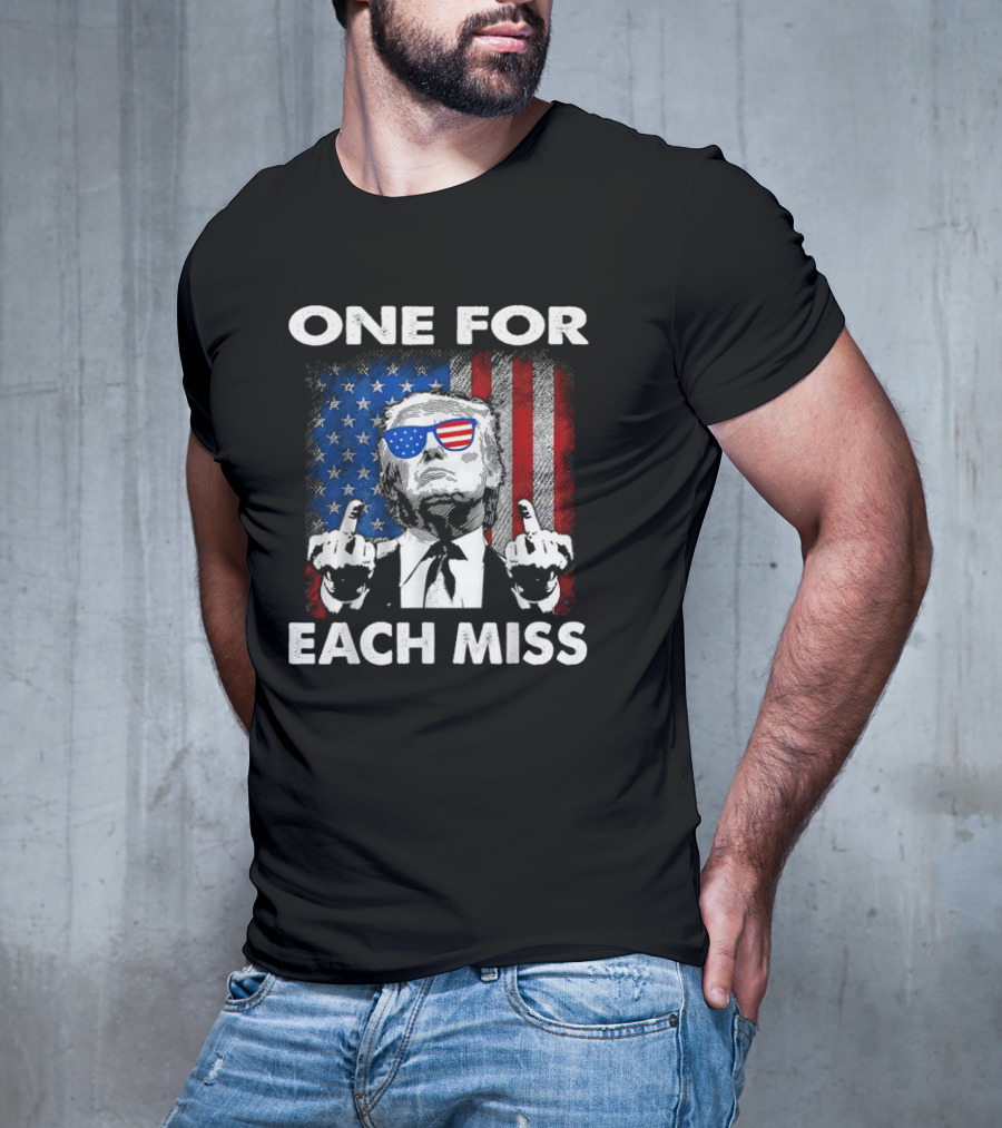 One For Each Miss American Flag Sunglasses Middle Finger T-Shirt