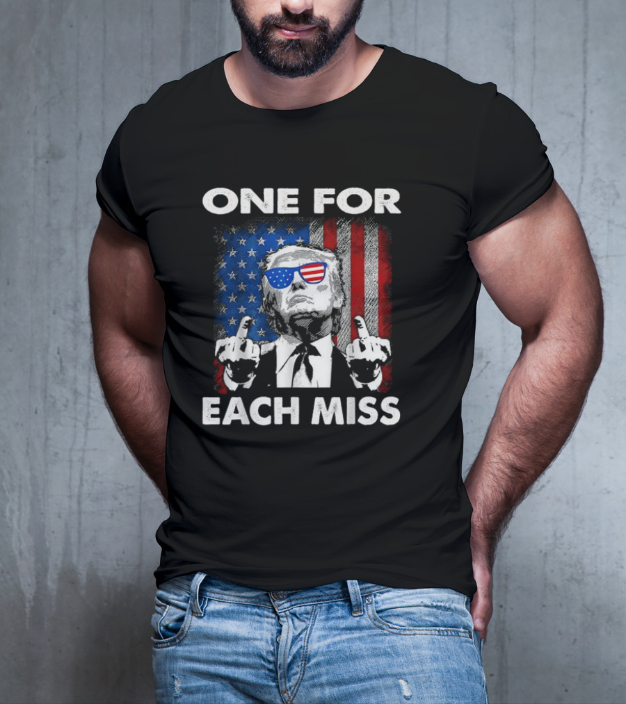 One For Each Miss American Flag Sunglasses Middle Finger T-Shirt