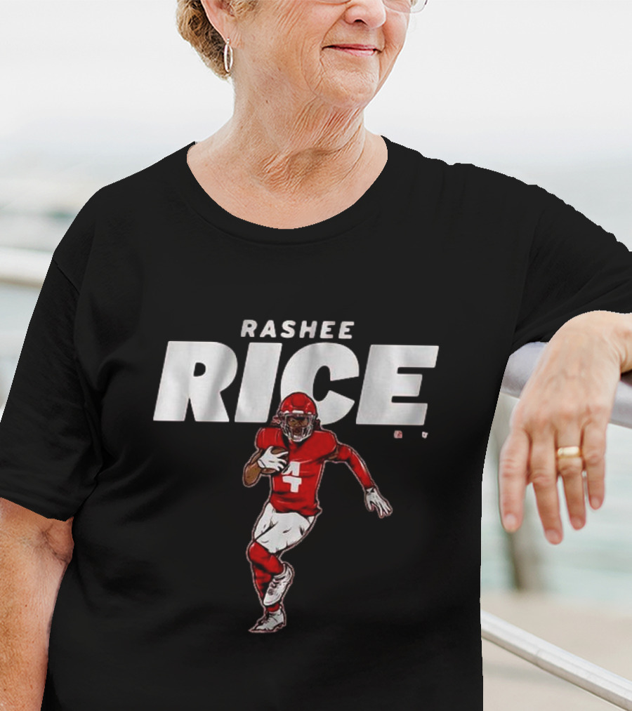 Rashee Rice Football Player Number 4 Red Uniform Action Pose T-Shirt