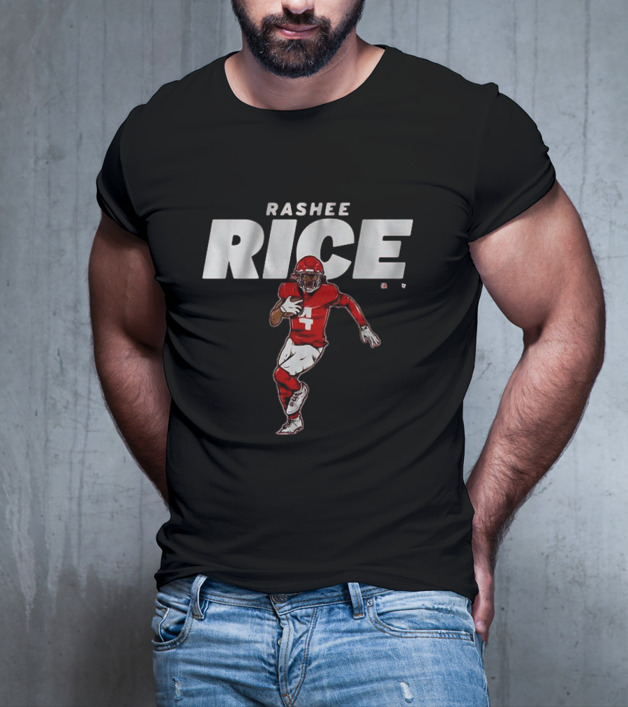 Rashee Rice Football Player Number 4 Red Uniform Action Pose T-Shirt