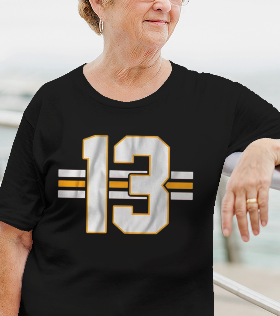 Lucky 13 Football Bold Number With Stripes T-Shirt