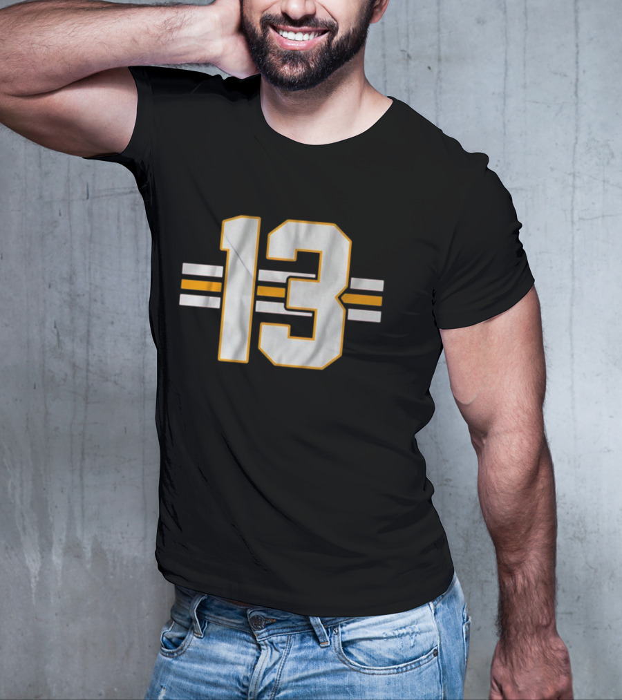 Lucky 13 Football Bold Number With Stripes T-Shirt