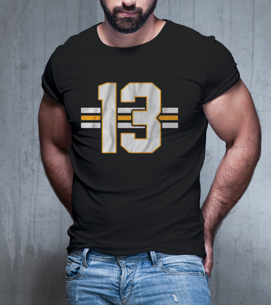 Lucky 13 Football Bold Number With Stripes T-Shirt