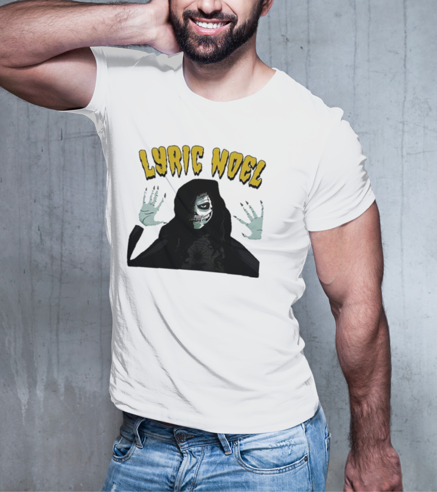 Lyric Noel Hallows Eve Ghostly Figure With Spider Web Face T-Shirt