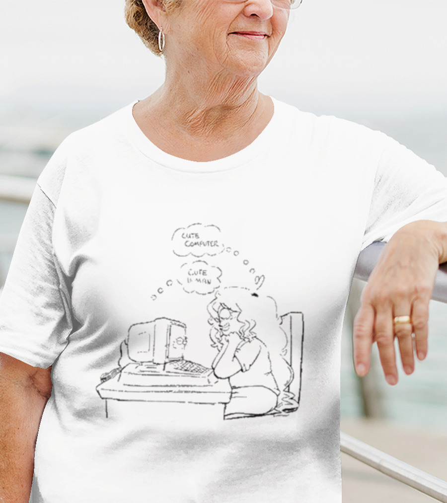 Cute Computer Cute Human Thought Bubble Interaction T-Shirt