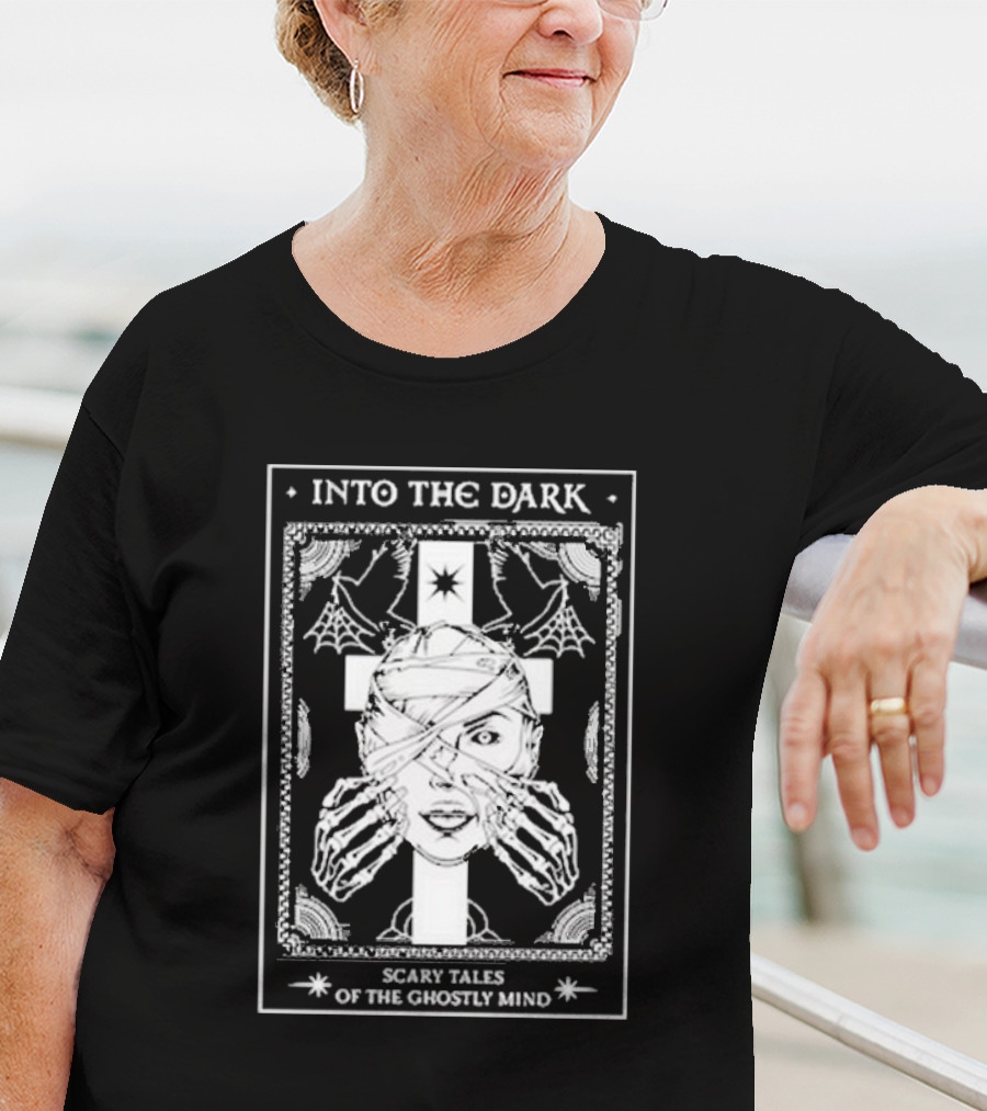 Into The Dark Tarot Scary Tales Of The Ghostly Mind Cross Skeleton Wrappings Webs T-Shirt