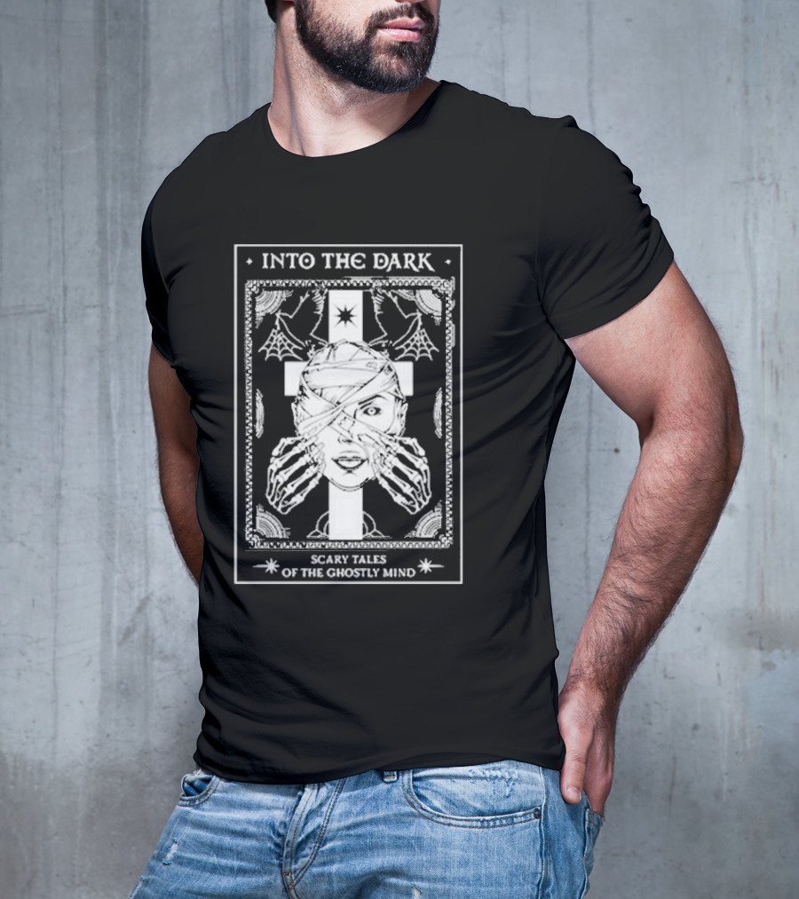 Into The Dark Tarot Scary Tales Of The Ghostly Mind Cross Skeleton Wrappings Webs T-Shirt