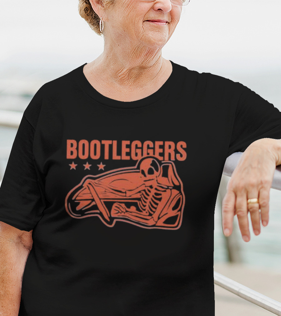 Bootleggers Skeleton Driving With Stars T-Shirt