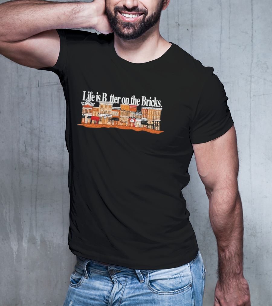 Life Is Better On The Bricks Vintage Downtown Street Scene T-Shirt
