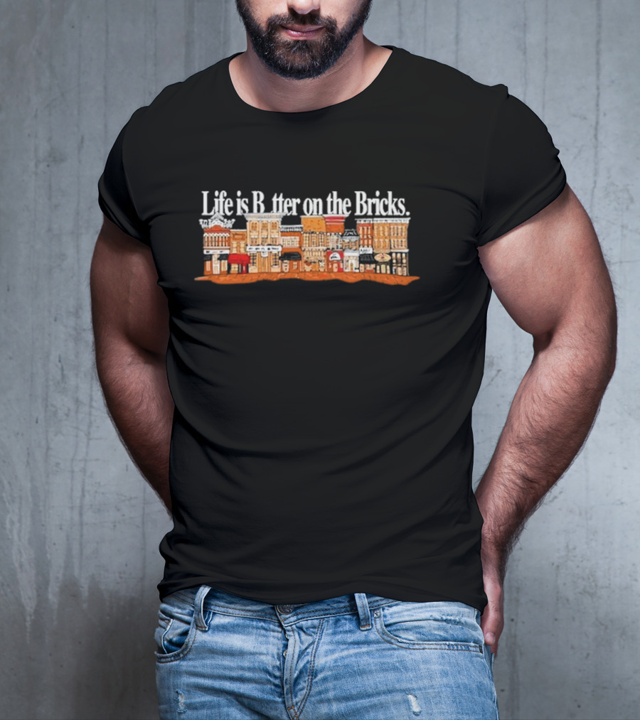Life Is Better On The Bricks Vintage Downtown Street Scene T-Shirt