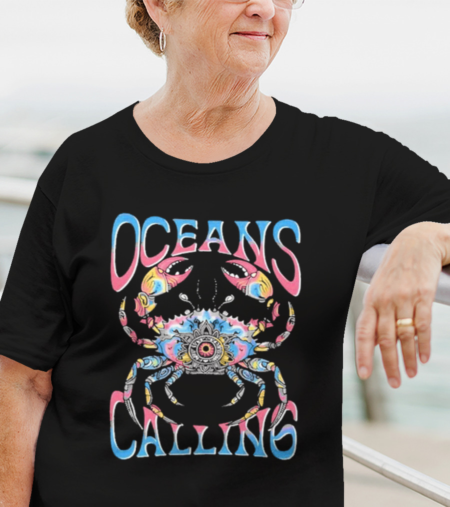Oceans Calling Ocean City MD Psychedelic Crab T-Shirt