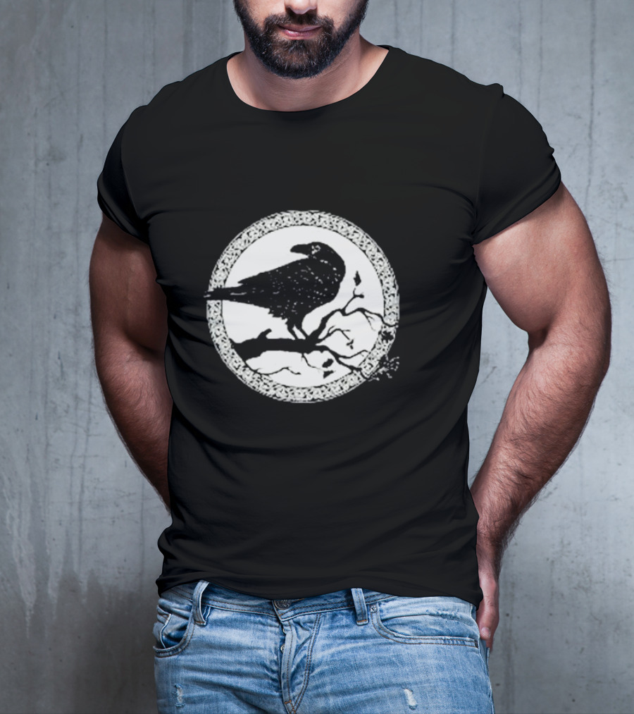 Viking Crow Celtic Norse Valhalla Odin Thor Raven On Branch Circle T-Shirt
