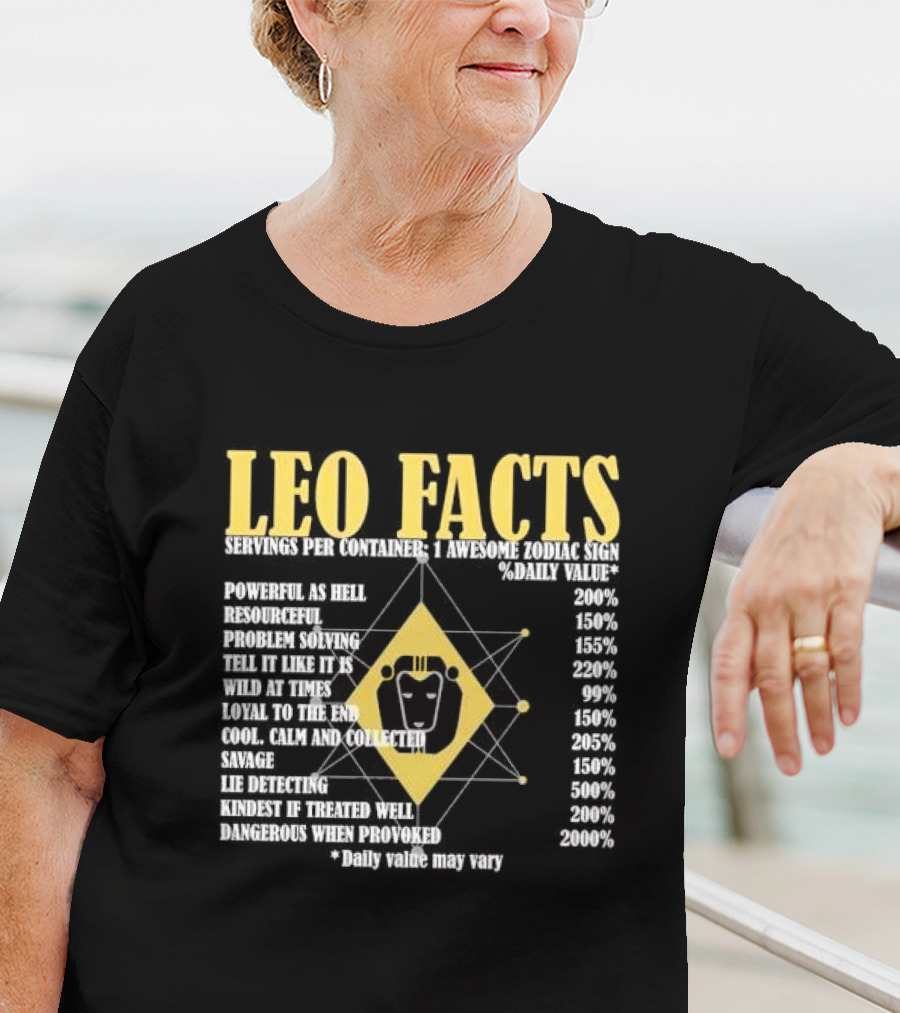 Leo Facts Powerful Resourceful Problem Solving Zodiac Sign Birthday T-Shirt