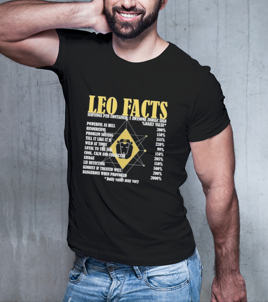 Leo Facts Powerful Resourceful Problem Solving Zodiac Sign Birthday T-Shirt