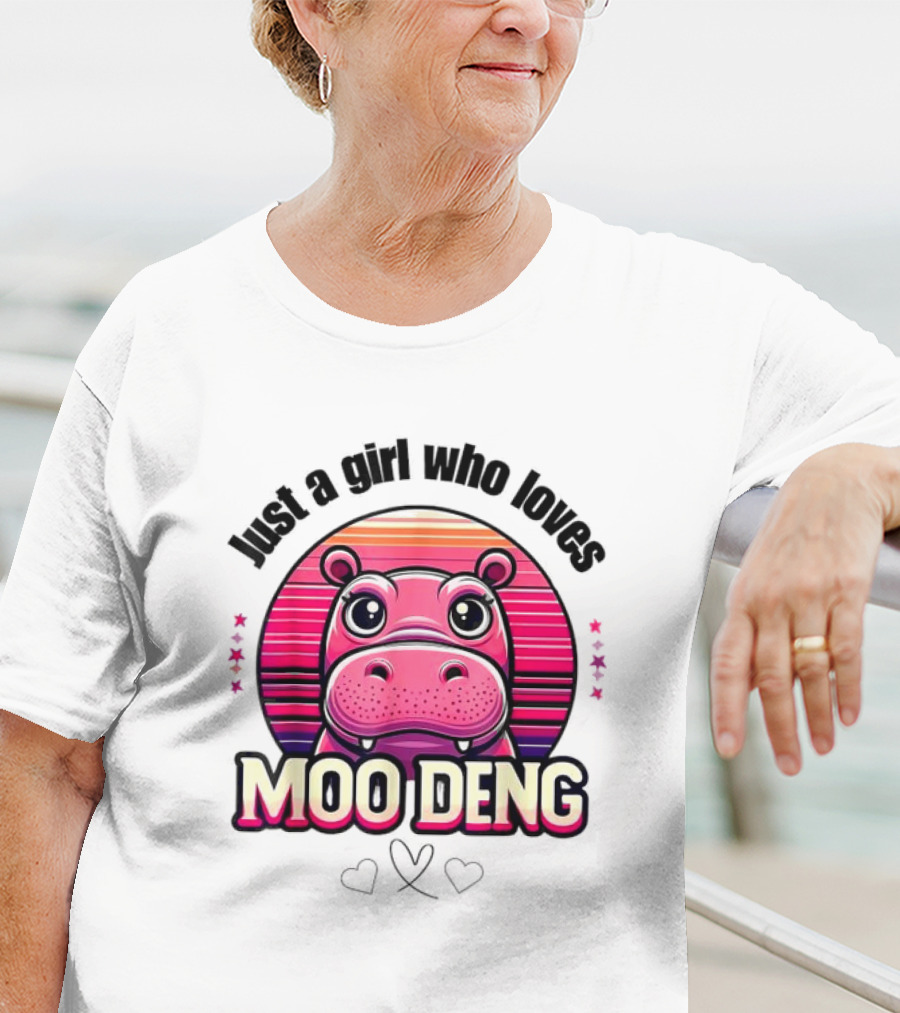 Just A Girl Who Loves Moo Deng Cute Hippo T-Shirt