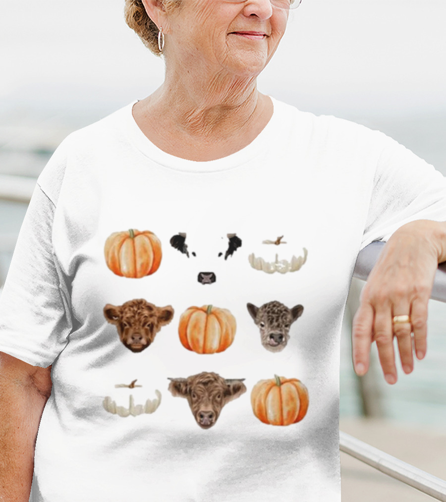 Katie Van Slyke Mini Cows Pumpkins Arrangement T-Shirt