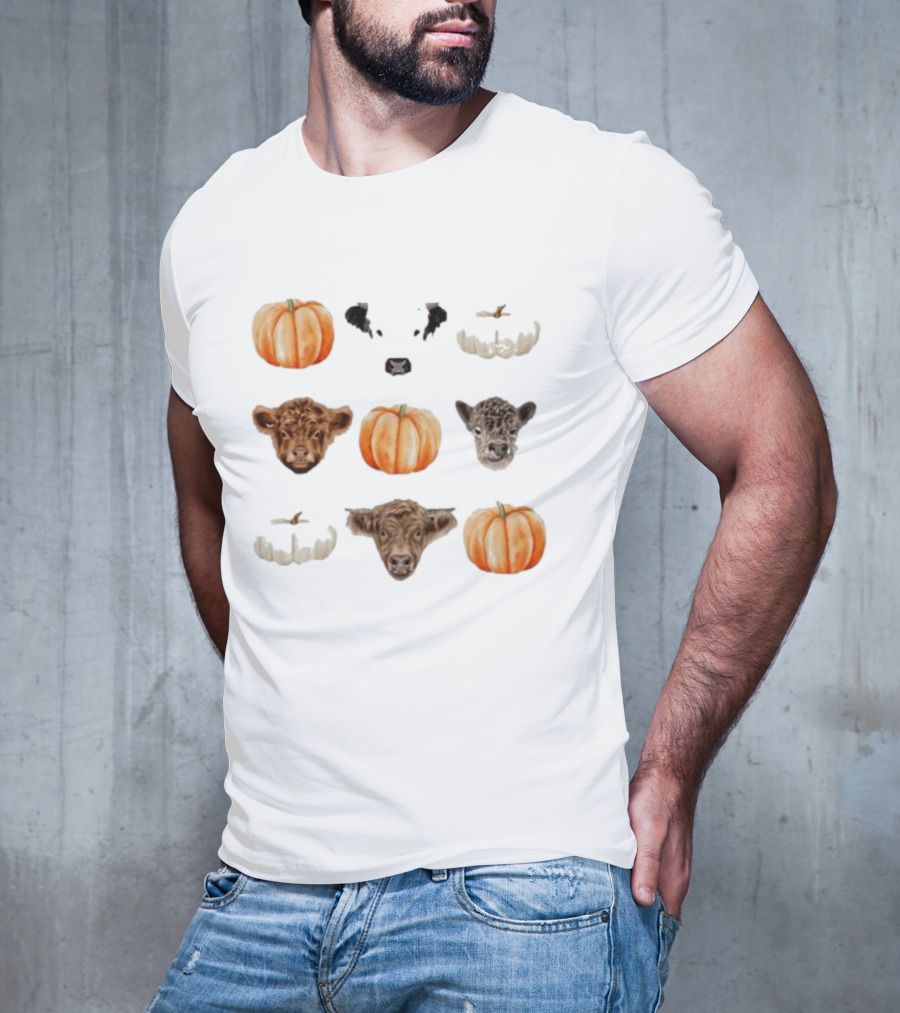 Katie Van Slyke Mini Cows Pumpkins Arrangement T-Shirt