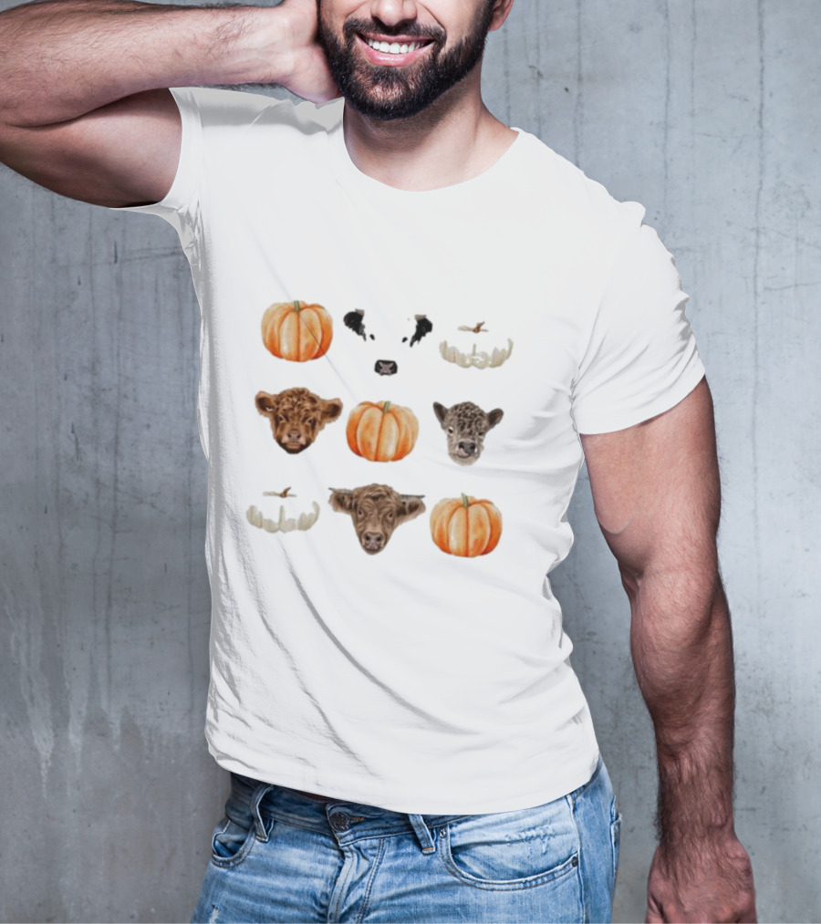 Katie Van Slyke Mini Cows Pumpkins Arrangement T-Shirt