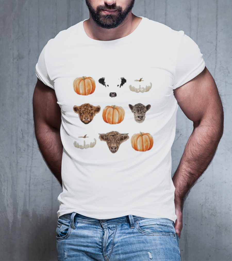 Katie Van Slyke Mini Cows Pumpkins Arrangement T-Shirt