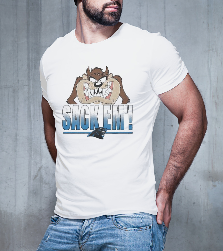 Looney Tunes Taz Sack Em’ Carolina Panthers T-Shirt