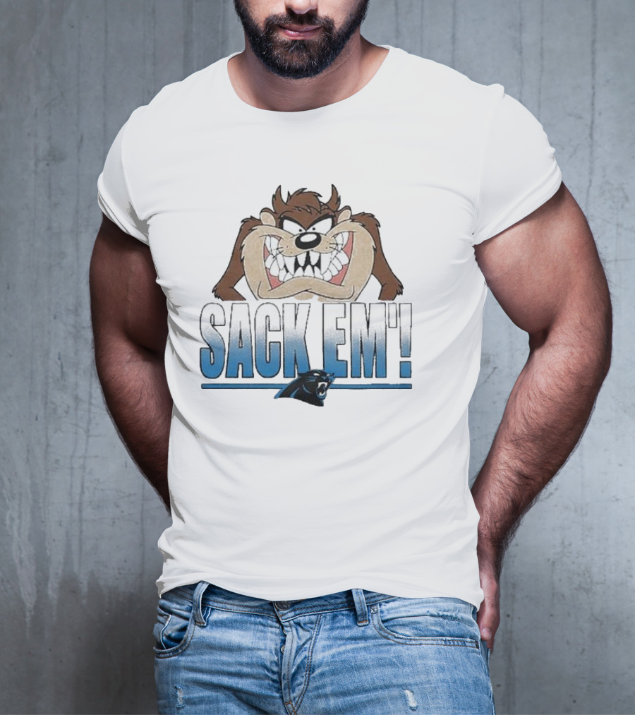 Looney Tunes Taz Sack Em’ Carolina Panthers T-Shirt