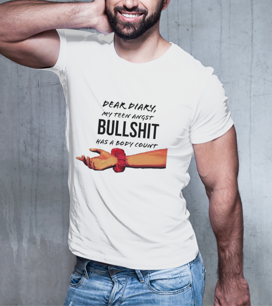 Dear Diary My Teen Angst Bullshit Has A Body Count Red Scrunchie Hand Motif T-Shirt
